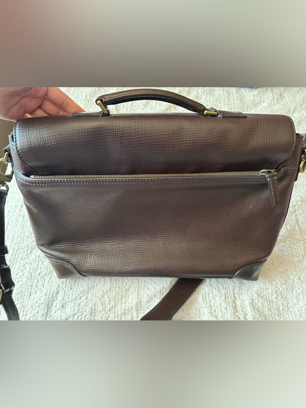 Coach Crosby Box Grain Leather Flap Briefcase Mahogany Brown Laptop Bag F70961 - Picture 7 of 11